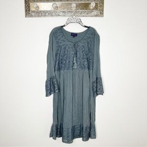 Artesia Blue Boho Lace Long Sleeve Dress Size Large NWT